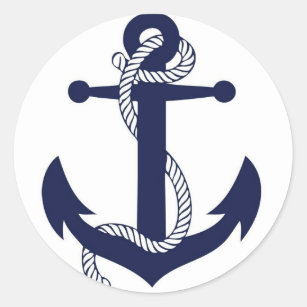 Sailing Anchor Navy Classic Round Sticker