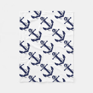 Sailing Anchor Navy Fleece Blanket