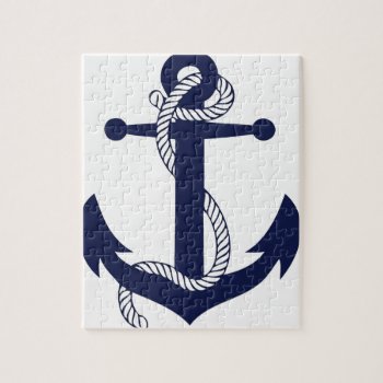 Sailing Anchor Navy Jigsaw Puzzle by JustFunnyShirts at Zazzle