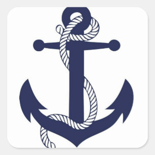 Sailing Anchor Navy Square Sticker