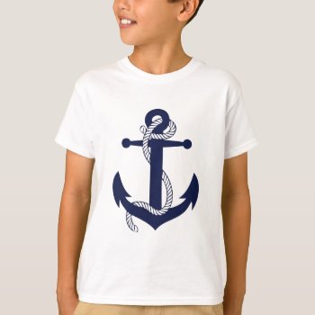 Sailing Anchor Navy T-shirt by JustFunnyShirts at Zazzle