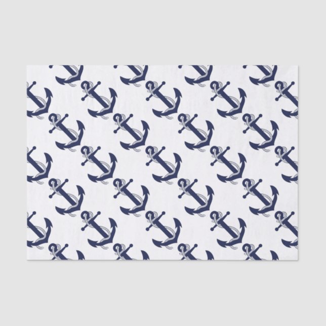 Sailing Anchor Navy Tissue Paper (Front)