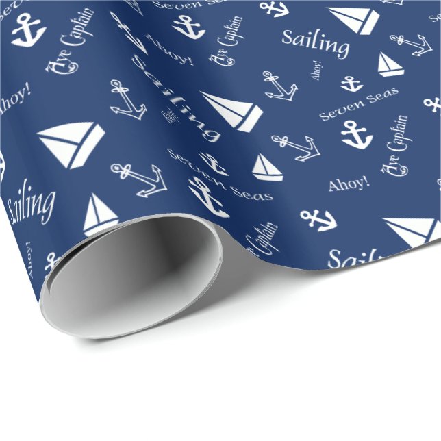 Sailing Anchor Sailboat Nautical Wrapping Paper (Roll Corner)