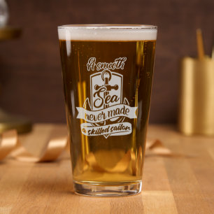 Sailing Anchor Smooth Sea Etched Pint Glass