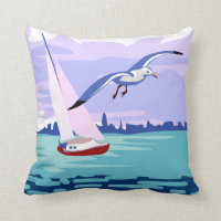 Sailing Artwork Throw Pillow