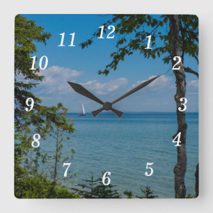 Sailing At Mackinac Wall Clock