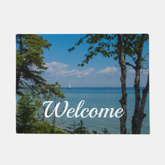 Sailing At Mackinac Welcome Doormat (Front)