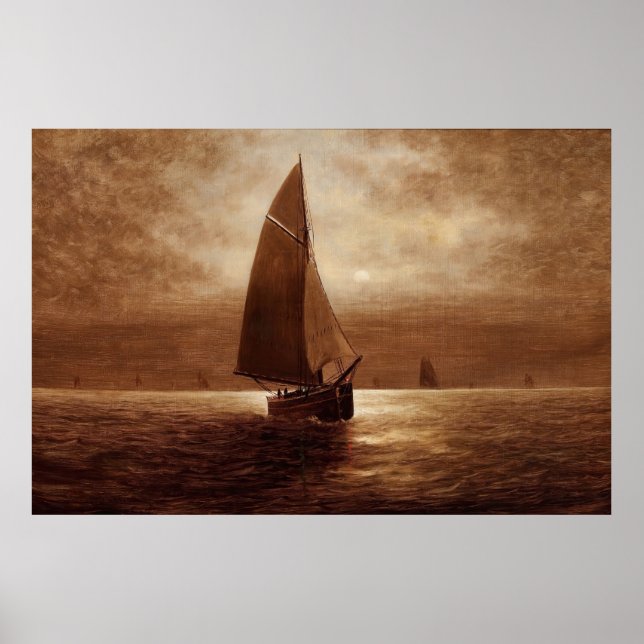 Sailing at Night (circa 1900) Elbridge Wesley Webb Poster (Front)