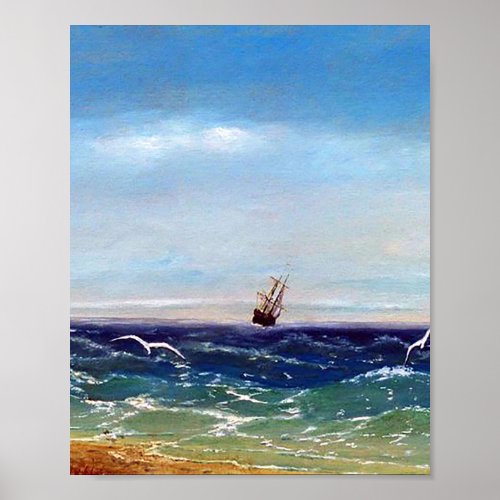 Sailing at sea by Ivan Aivazovsky Poster