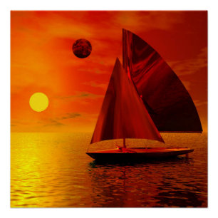 Sailing at Sunset Poster