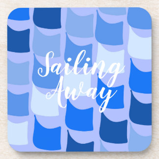 Sailing Away Blue Flags   Beverage Coaster