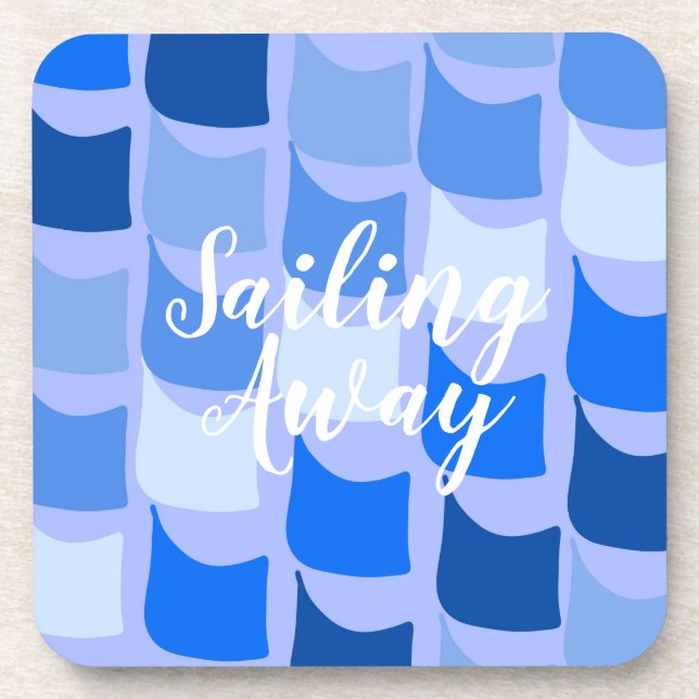Sailing Away Blue Flags   Beverage Coaster (Front)