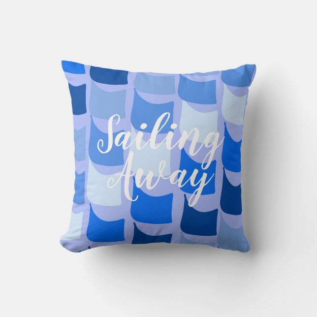 Sailing Away Blue Flags  Throw Pillow (Front)