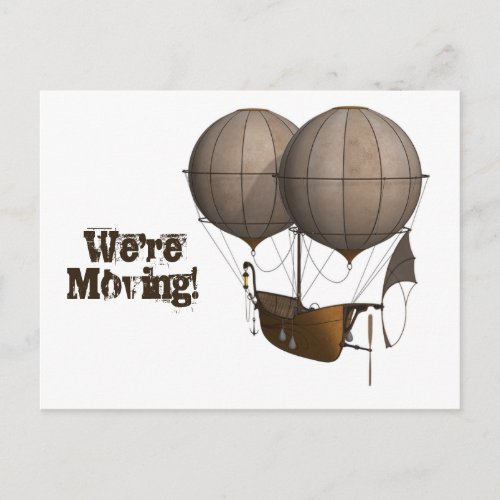 Sailing Away in a Balloon Ship Address Change Postcard