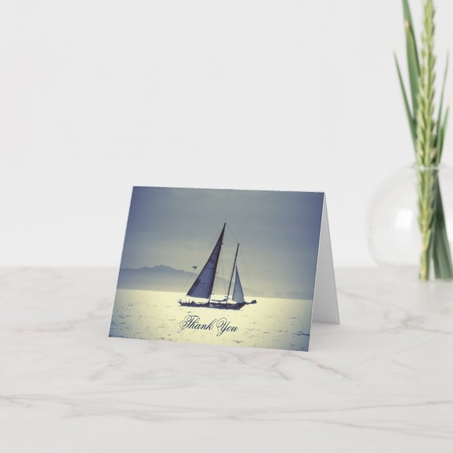 Sailing Away Letterpress Thank You Card (Front)