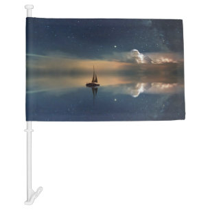 Sailing Away to the Clouds Car Flag