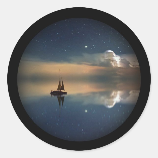 Sailing Away to the Clouds  Classic Round Sticker (Front)