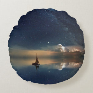 Sailing Away to the Clouds Round Pillow