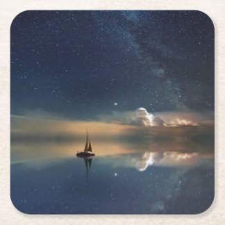 Sailing Away to the Clouds  Square Paper Coaster