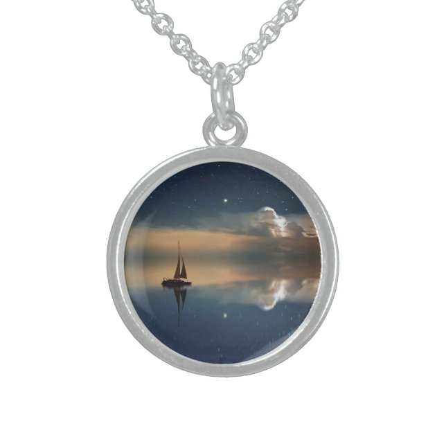 Sailing Away to the Clouds  Sterling Silver Necklace (Front)