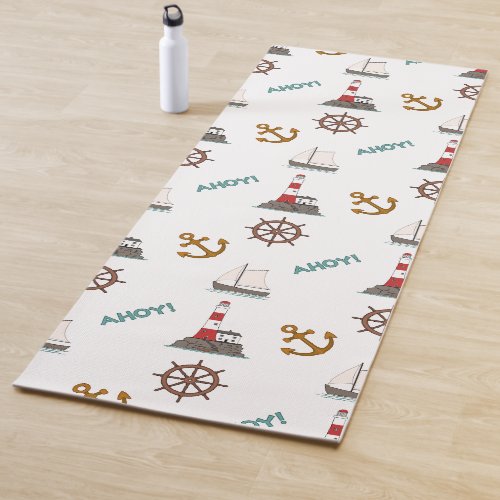 Sailing Big Pattern Color on White Yoga Mat