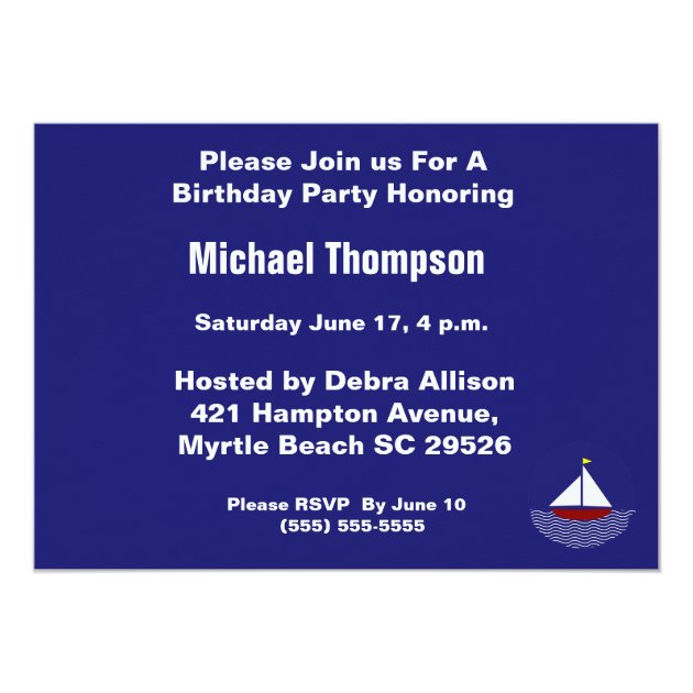 Sailing Birthday Invitation