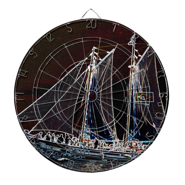 Sailing Boat- Abstract Photograph Dartboard With Darts (Front)
