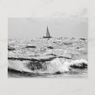 Sailing boat and a beautiful wave postcard