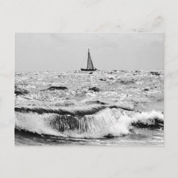Sailing Boat And A Beautiful Wave Postcard by tashatzazzle at Zazzle