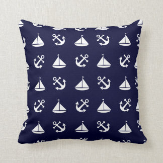 Sailing boat and anchor pattern throw pillow