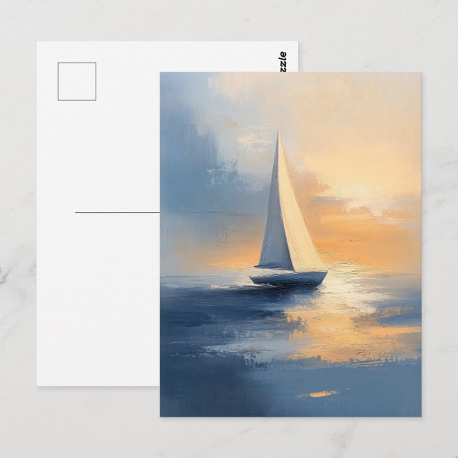 Sailing Boat at Sunset Postcard (Front/Back)