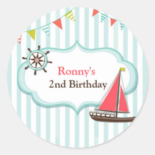 Sailing Boat Birthday Party Stickers