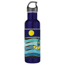 SAILING BOAT BLUE OCEAN SUN BOTTLE