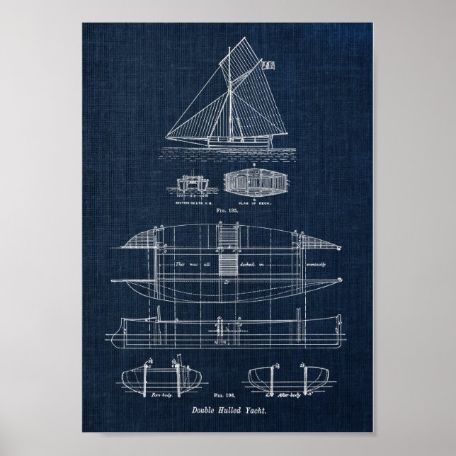 Sailing Boat Blueprint no. 3 Poster (Front)