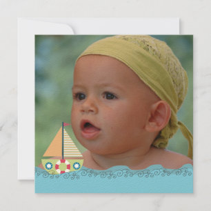 Sailing Boat Boys Birthday Party Photo Invite