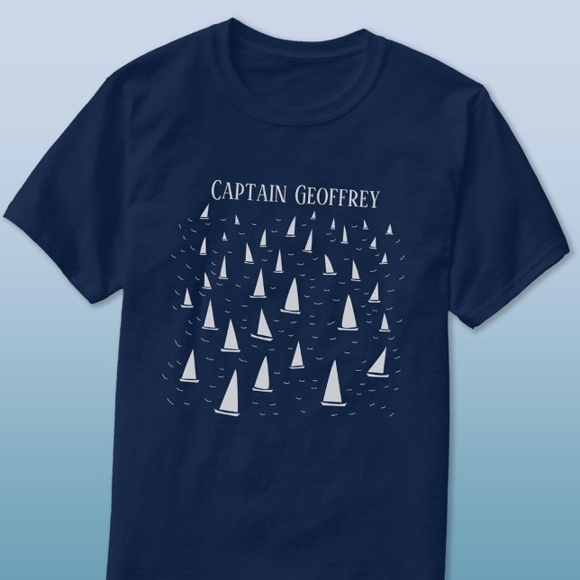 Sailing Boat Captain Personalized T-Shirt (Sailing boat personalized Captain name t-shirt for sailors)