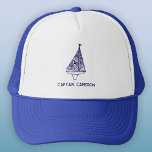 Sailing Boat Captain Personalized Trucker Hat<br><div class="desc">A sailing boat or yacht design,  with custom text which can be changed to personalize.  Whether it's the Captain's name,  the boat name,  or any other text you prefer,  this makes a unique gift for your favorite sailor.</div>