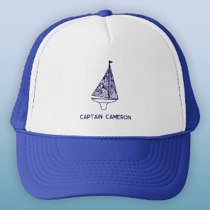 Sailing Boat Captain Personalized Trucker Hat