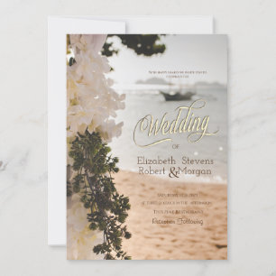 Sailing Boat Chic Flowers Beach Wedding Invitation