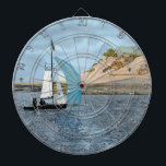 SAILING BOAT DART BOARD<br><div class="desc">An art design of two men enjoying an afternoon sailing.</div>