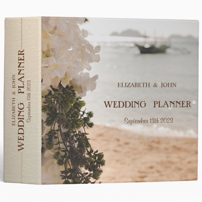 Sailing Boat Flowers Beach 3 Ring Binder (Front/Spine)