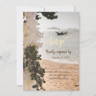 Sailing Boat Flowers Beach RSVP Invitation