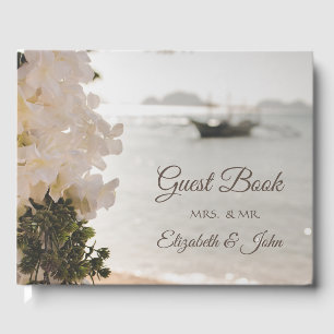 Sailing Boat Flowers Beach Wedding Guest Book