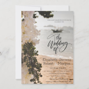 Sailing Boat Flowers Beach Wedding Invitation