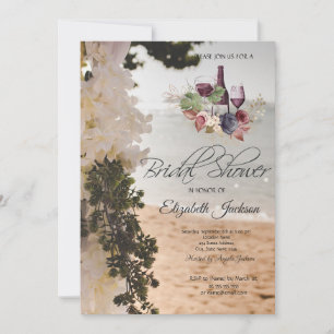 Sailing Boat Flowers Beach Wine Bridal Shower Invitation
