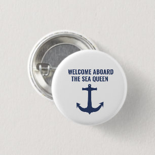 Sailing Boat Gift Welcome Aboard Nautical Anchor Button