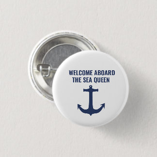 Sailing Boat Gift Welcome Aboard Nautical Anchor Button