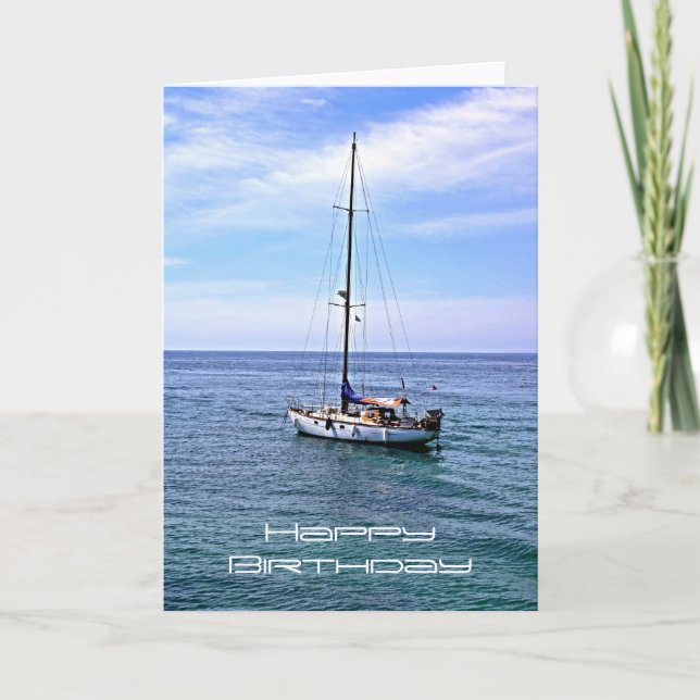 Sailing Boat Happy Birthday Card (Front)