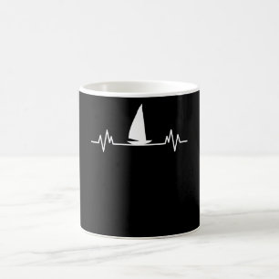 Sailing boat Heartbeat Skipper Fun Catamaran Gift Coffee Mug