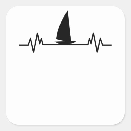 Sailing boat Heartbeat Skipper Fun Catamaran Gift Square Sticker